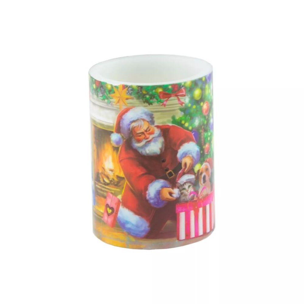 Santa 4-Inch Battery Operated Flameless Candle in White